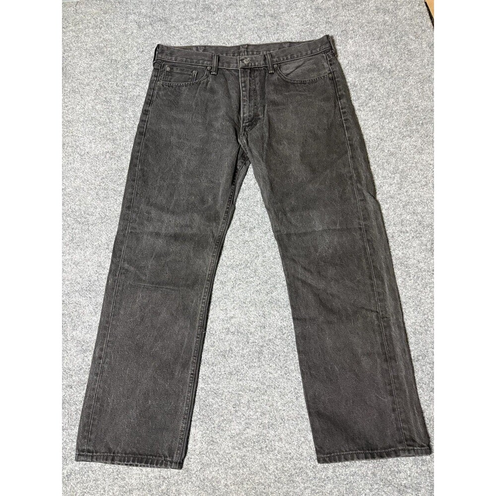 Levi's 505 Jeans Mens 38x30 Black Straight Regular Fit Dark Wash Denim Casual